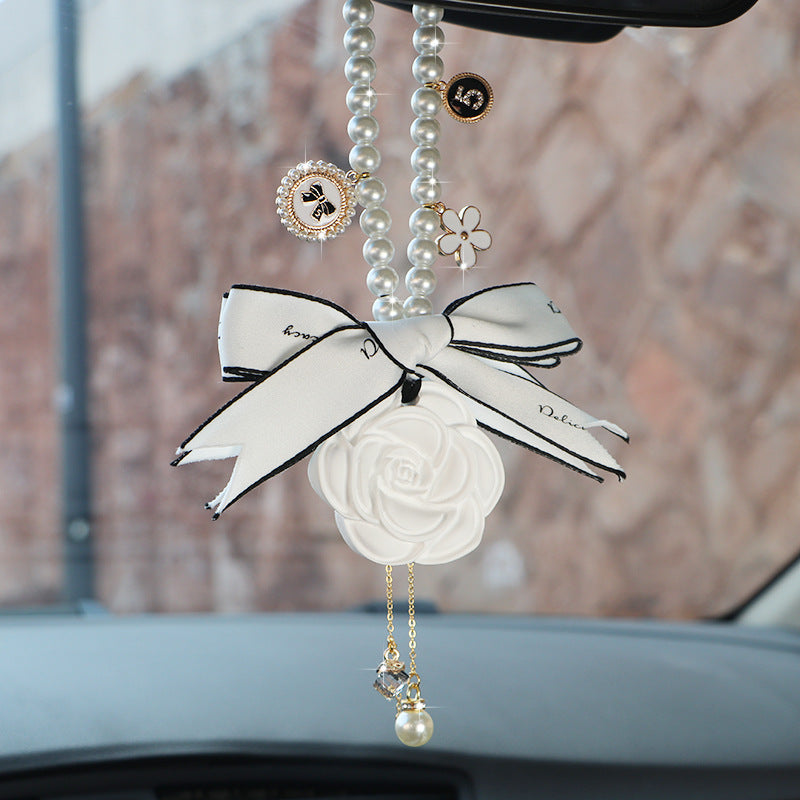 Wholesale Camellia Car Fragrance Expanding Stones Pendant